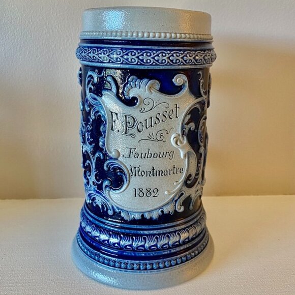 Luce Paris Faubourg Montmartre Blue Beer Stein - Picture 2 of 7